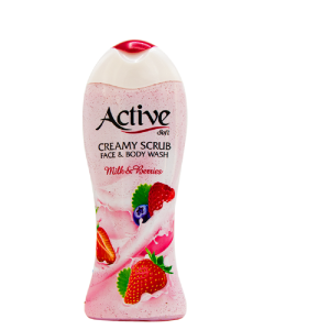 اکتیو شامپو بدن و صورت کرمی اسکراب صورتی