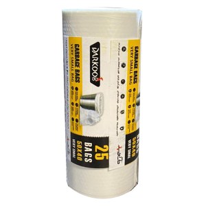 دارکوب کیسه زباله رولی پرفرژدار سفید خیلی کوچک 25عددی