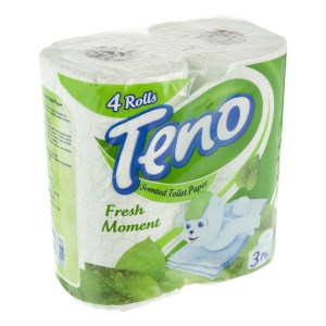 تنو دستمال توالت لحظه های تازه سبز 3لایه 4رول