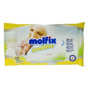 مولفیکس دستمال مرطوب بچه پوست حساس 20 عددی زرد