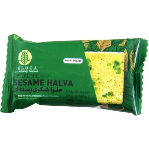 دلوکا حلوا شکری پسته ای 50 گرمی